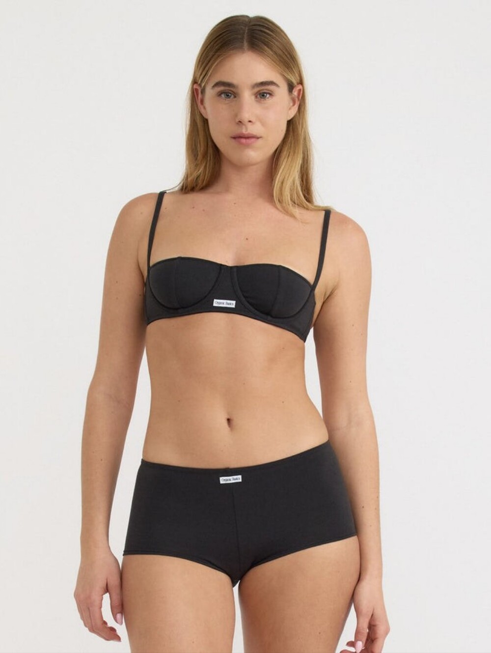 Organic Basics Cotton Core Black Balconette Bra Underwire Half Cup Lounge Small